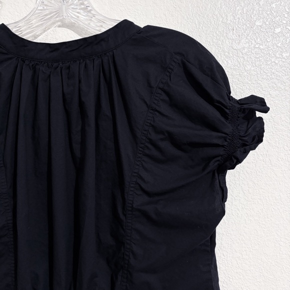 Anthropologie Pilcro The Tatum Top Poplin Black Puff Sleeve Blouse Sz Medium - Picture 9 of 12